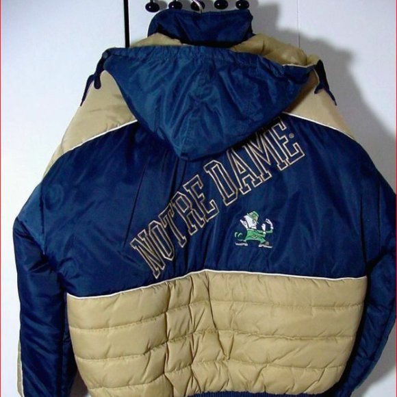Vtg Pro Players Puffer Hooded Notre Dame Blue /Yellow Jacket Sz 2XL - Picture 6 of 8